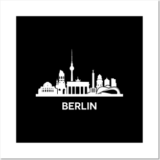 Berlin City Skyline, white Posters and Art